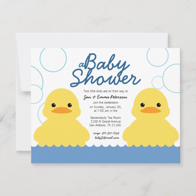 invitation à BABY SHOWER de canard en caoutchouc m (Devant)