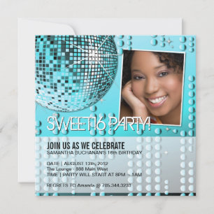 Invitation à bille Disco Sweet sixteen