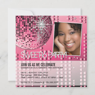Invitation à bille Disco Sweet sixteen