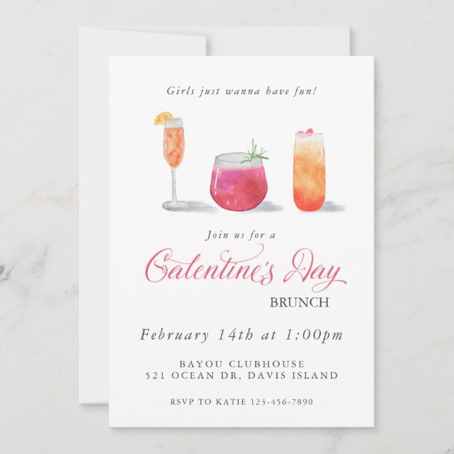 Invitation à boire de l'aquarelle de Galentine (Devant)