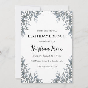 invitation à brunch d'anniversaire fleuri