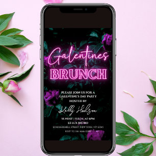 Invitation à Brunch de Pink Neon Galentine