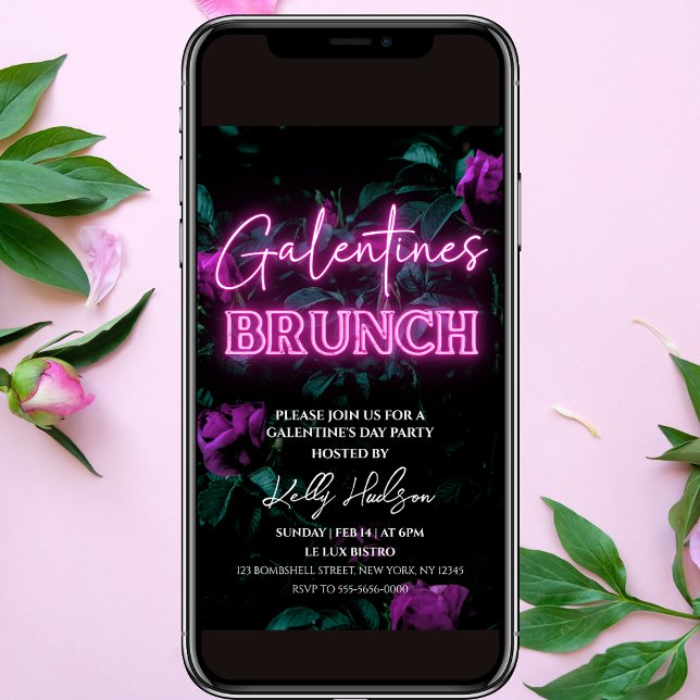 Invitation à Brunch de Pink Neon Galentine (Créateur téléchargé)