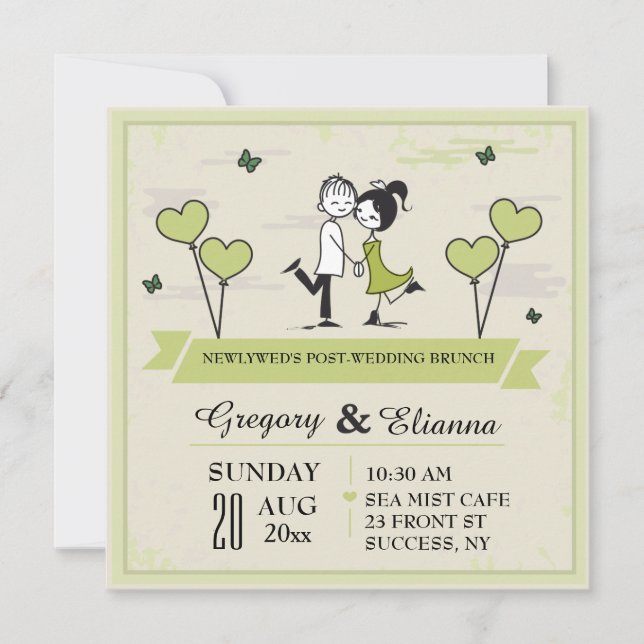Invitation à Brunch Ensemble (Vert) Post Mariage (Devant)