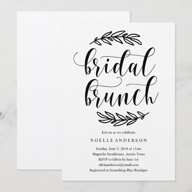 Invitation à Brunch Fête des mariées rustique (Devant / Derrière)