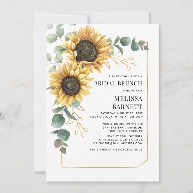 Invitation à Brunch pour la nuptiale de tournesol  (Devant)