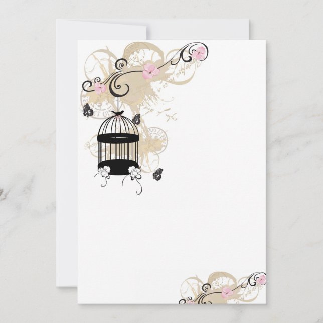 Invitation à cage d'oiseau vintage (Devant)