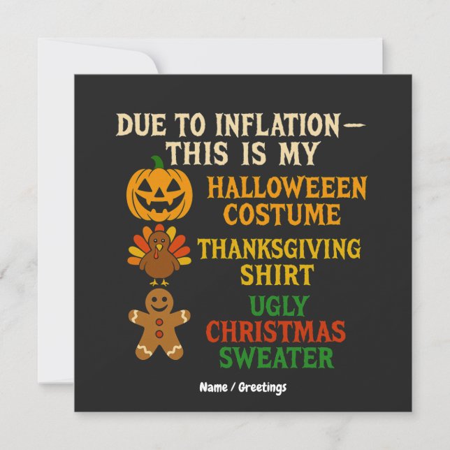 Invitation A Cause De L'Inflation C'Est Mon Costum D'Hallowee (Devant)
