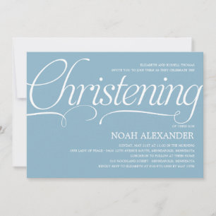 Invitation à Christening de Script Précieux - Bleu
