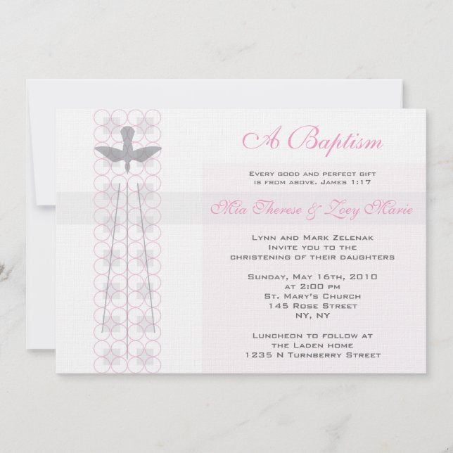 Invitation à Christening Girls (Devant)