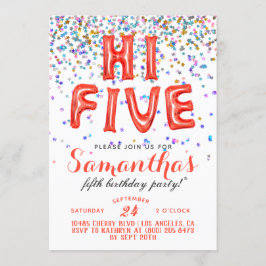 Invitation à Confetti pour les cinq ans de l'année