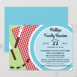 Invitation À damiers rouge et blanc Nappes Famille Réunion