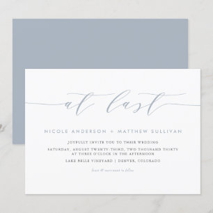 Invitation À Dernier Dusty Blue Minimalist Script Mariage