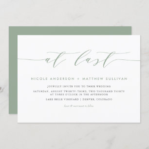Invitation À Dernier Sage Green Minimalist Script Mariage