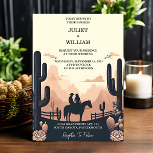 Invitation À Desert Rodeo Retro Horse Rustique Mariage occide