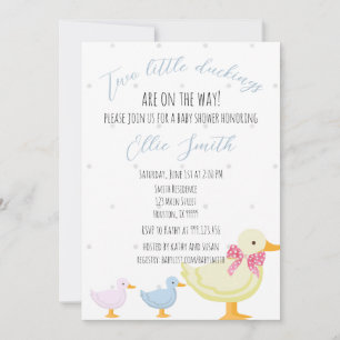 Invitation à deux Baby showers, deux canetons