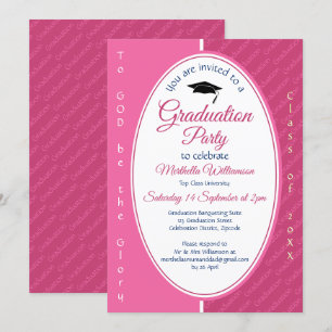 Invitation À DIEU ÊTRE LA GLOIRE Custom Pink Graduation