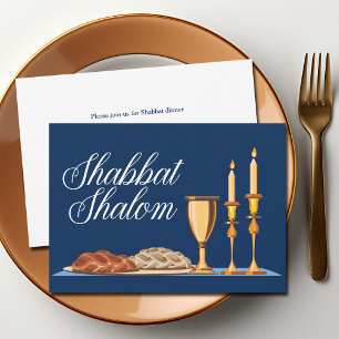 Invitation à dîner familiale juive Shabbat Shalom