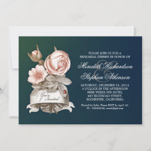 invitation à dîner vintage de répétition bleu