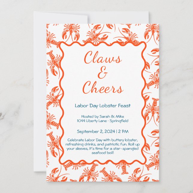 Invitation à ébullition du homard de la fête du tr (Devant)