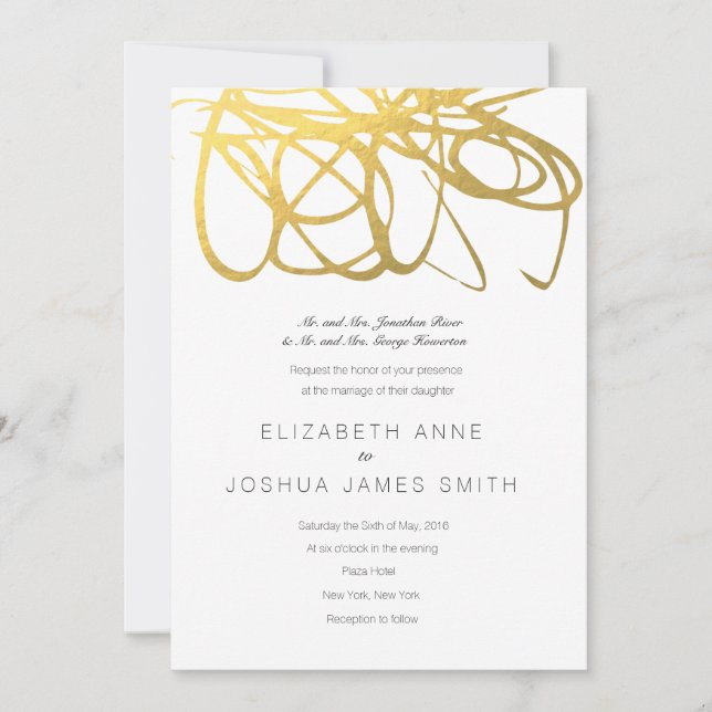 Invitation à effet or de mariage personnalisé (Devant)