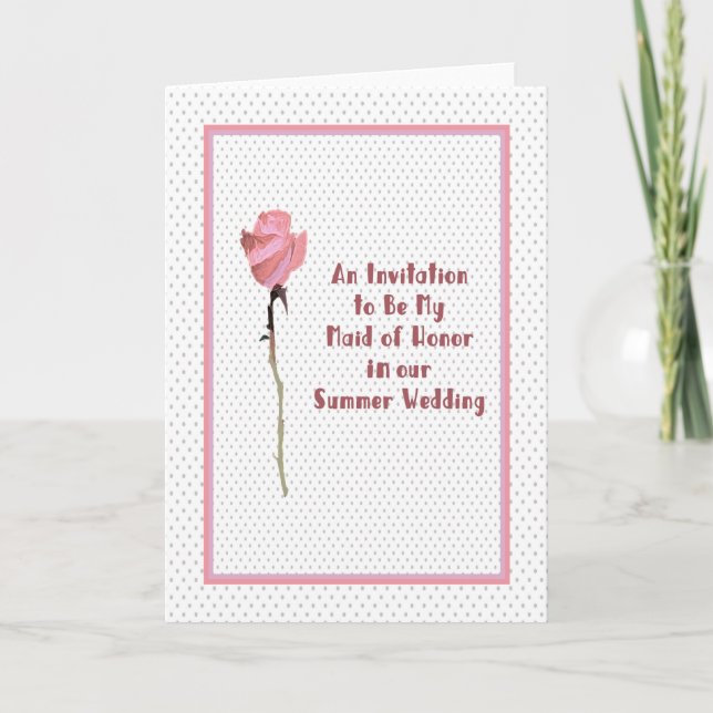 Invitation à être faite d'honneur rose rose Polka  (Devant)