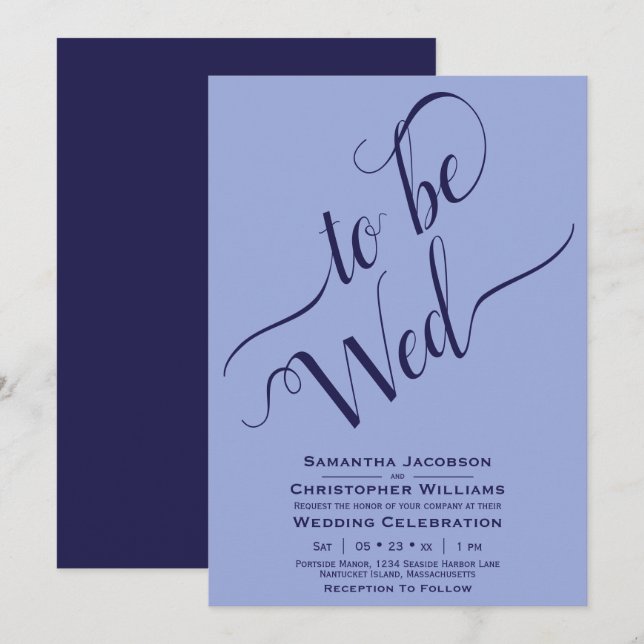 Invitation À être Mer Élégante Calligraphie Simple Mariage bl (Devant / Derrière)
