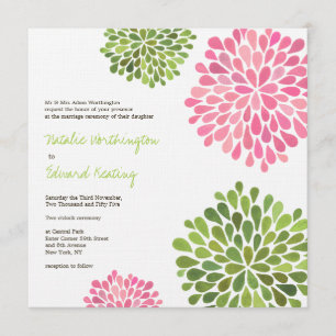 Invitation à fleurir rose et vert Mariage