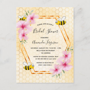 Invitation à fleurs roses des abeilles nuptiales