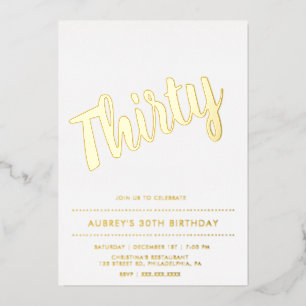 Invitation à foil de l'or blanc moderne 30e annive