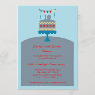 Invitation à gâteau 10 ans de Mariage