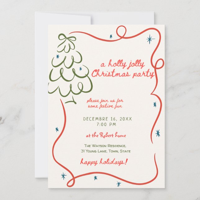 Invitation A holly jolly Whimsical christmas party (Devant)