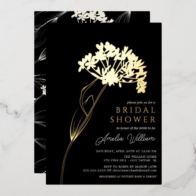 Invitation à huile de Fête des mariées florale mod (Recto/Verso)