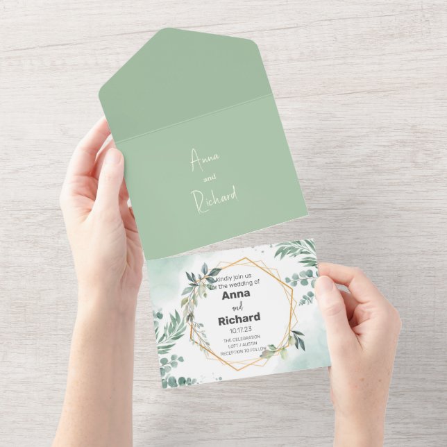 Invitation à huile d'or, Mariage floral neutre (Déchirure)