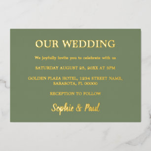 Invitation à huile Mariage classique Sage Green