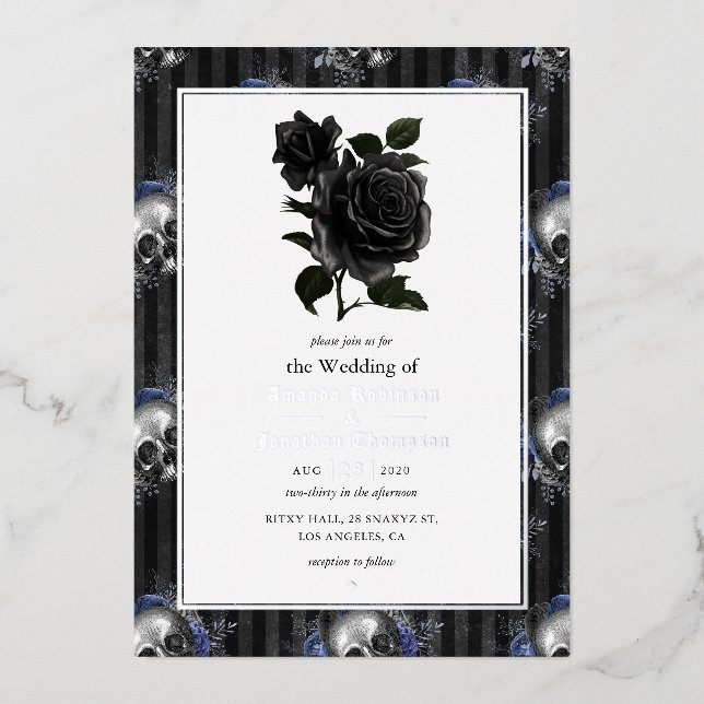 Invitation à huile Mariage gothique argenté (Recto)