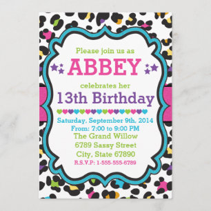 Invitation à imprimer Leopard Cheetah Anniversaire