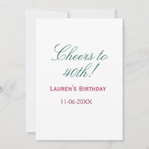 Invitation À la 40e anniversaire nom date mauve bleu élégant