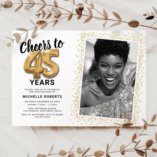 Invitation À la 45e photo d'anniversaire de Cheers to The Yea (Créateur téléchargé)