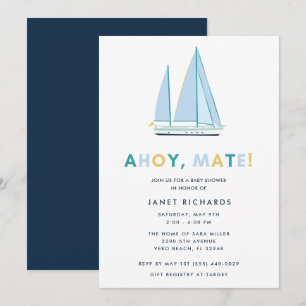 Invitation à la baby shower « Ahoy Mate » sur le t