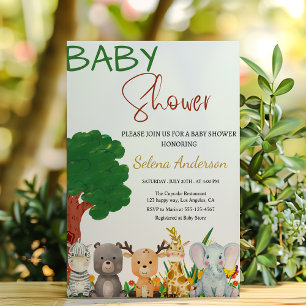 Invitation à la Baby Shower Animaux de Safari Colo