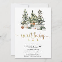 Invitation à la Baby Shower Arbre de Noël et Cadea