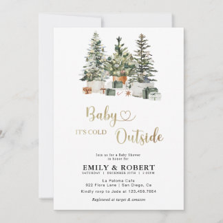 Invitation à la Baby Shower Arbre de Noël et Cadea