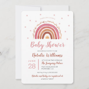 Invitation à la baby shower arc-en-ciel bohème