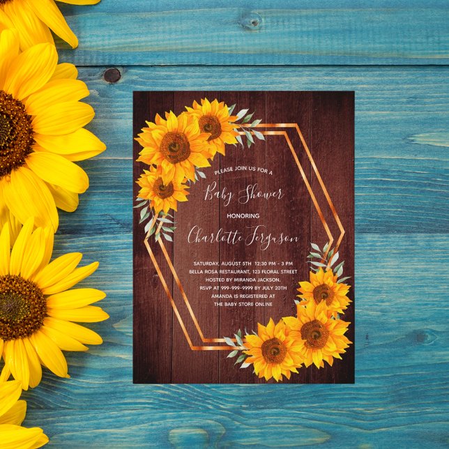 Invitation à la Baby Shower avec des tournesols en (Créateur téléchargé)