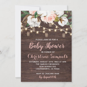 Invitation à la baby shower avec guirlande lumineu
