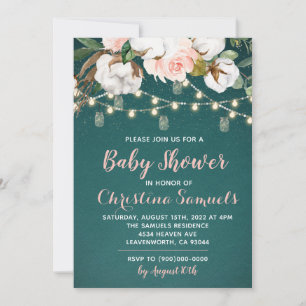 Invitation à la baby shower avec guirlande lumineu