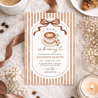 Invitation à la Baby Shower Baby prépare du Café