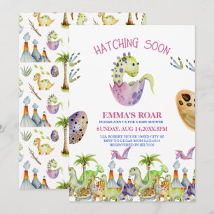 Invitation à la baby shower Bébé Fille rugit Bient