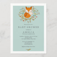 Invitation à la baby shower Bébé Renard Douce Forê